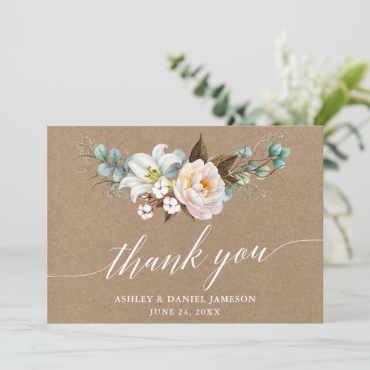 植物性フローラ書道クラフト結婚ズ サンキューカード (スタンド正面)
