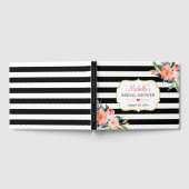 植物性フローラ白黒ストライプブライダルシャワー ゲストブック (全面)