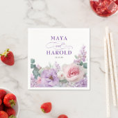 植物性フローラ紫とピンク結婚ズ スタンダードカクテルナプキン (インサイチュ)