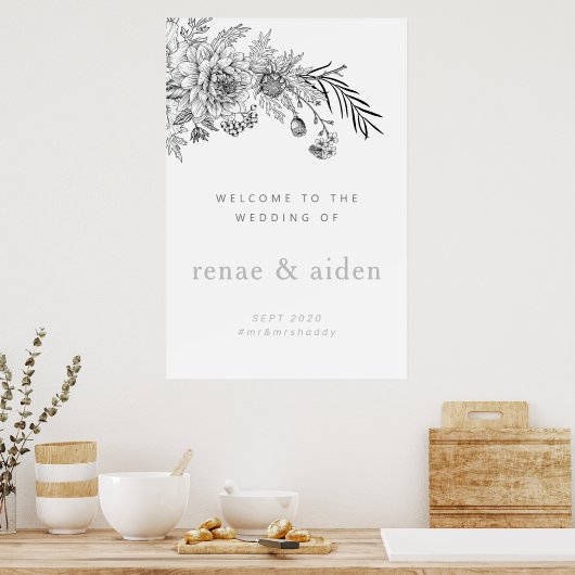 植物性フローラ結婚の歓迎の印結婚象は ポスター (キッチン)