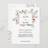 植物性フローラ結婚式は日付カードを保存する 案内ポストカード (正面/裏面)
