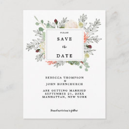 植物性フローラ結婚式は日付カードを保存する 案内ポストカード