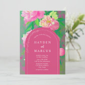 植物性フローラ絵を描のピンクアー結婚チ 招待状 (スタンド正面)