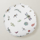 植物性フローラ緑色水のカラーパターン ラウンドクッション (裏面)