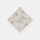 植物性フローラ線スケッチシダtan beige スタンダードカクテルナプキン (角)