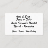 植物性ブドウと果実の名刺 名刺 (裏面)