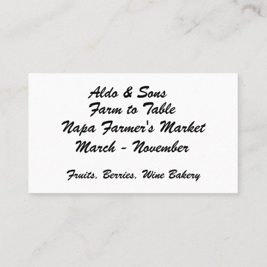 植物性ブドウと果実の名刺 名刺 (裏面)