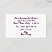 植物性ブドウ、果実と花 名刺 (裏面)