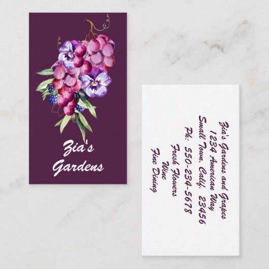 植物性ブドウ、果実と花 名刺 (正面/裏面)