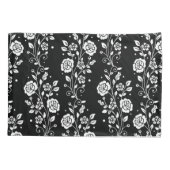 植物性ブラック&ホワイトフローラ花パターン 枕カバー (裏面)