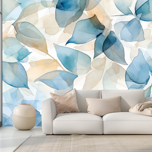 植物性ブリスブルーとイエローフローラルパターン 壁紙 (クリエイターアップロード済み)