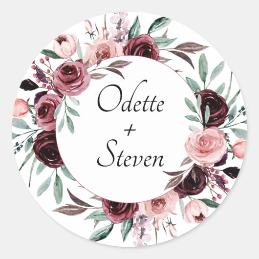 植物性ブルゴーニュと赤面の結婚葉 ラウンドシール (正面)