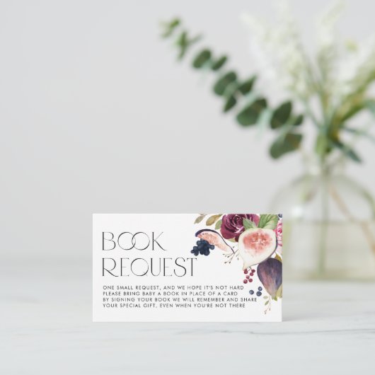 植物性ブルゴーニュの花とイチジクのブックリクエスト エンクロージャーカード (スタンド正面)