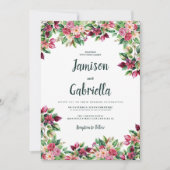 植物性ブルゴーニュピンクグリーンフローラカントリーウェディング 招待状 (正面)