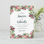 植物性ブルゴーニュピンクグリーンフローラカントリーウェディング 招待状 (スタンド正面)