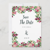 植物性ブルゴーニュピンクグリーンフローラ保存日 招待状 (正面)