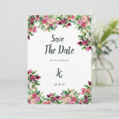 植物性ブルゴーニュピンクグリーンフローラ保存日 招待状 (スタンド正面)