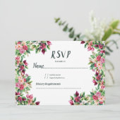 植物性ブルゴーニュピンクグリーンフローラ国RSVP 招待状 (スタンド正面)