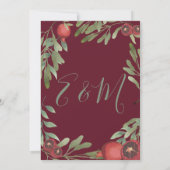 植物性ブルゴーニュ結婚のザクロ葉ナース 招待状 (裏面)