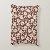 植物性ブルゴーニュ赤ベージュリリー花パターン アクセントクッション (裏面(縦))