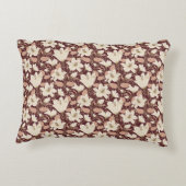 植物性ブルゴーニュ赤ベージュリリー花パターン アクセントクッション (裏面)