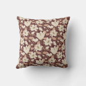 植物性ブルゴーニュ赤ベージュリリー花パターン クッション (裏面)