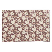 植物性ブルゴーニュ赤ベージュリリー花パターン 枕カバー (正面右)