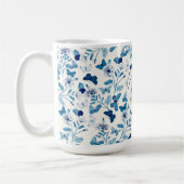 植物性ブルークリーム花と蝶 コーヒーマグカップ (左)