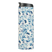 植物性ブルークリーム花と蝶 タンブラー (回転右)