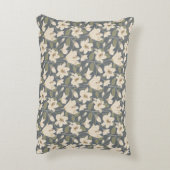 植物性ブルーグレーベージュリリールフローラルパターン アクセントクッション (裏面(縦))