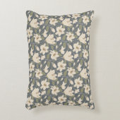 植物性ブルーグレーベージュリリールフローラルパターン アクセントクッション (正面(垂直))