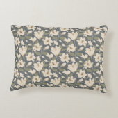 植物性ブルーグレーベージュリリールフローラルパターン アクセントクッション (裏面)