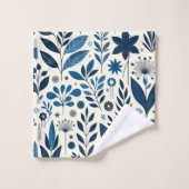 植物性ブルースパターン バスタオルセット (ウォッシュタオル)