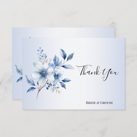 植物性ブルーフラワーズサンキューカード サンキューカード (正面/裏面)