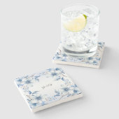 植物性ブルーフラワーズストーンコースター ストーンコースター (横)