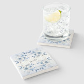 植物性ブルーフラワーズストーンコースター ストーンコースター (横)