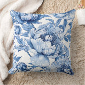 植物性ブルーフローラ繊細な磁器花 クッション (ブランケット)