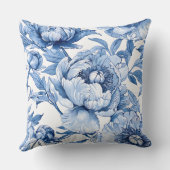 植物性ブルーフローラ繊細な磁器花 クッション (裏面)