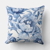 植物性ブルーフローラ繊細な磁器花 クッション (正面)