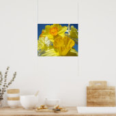 植物性プリント額縁美術品黄色い水仙 ポスター (キッチン)