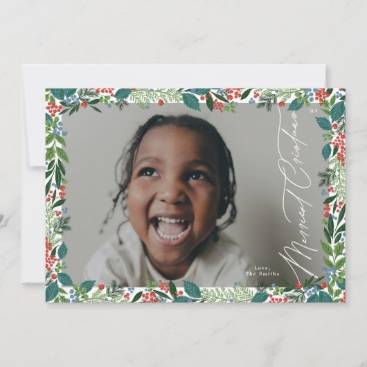 植物性ベリエレガントーフレームのクリスマス写真 シーズンカード (正面)