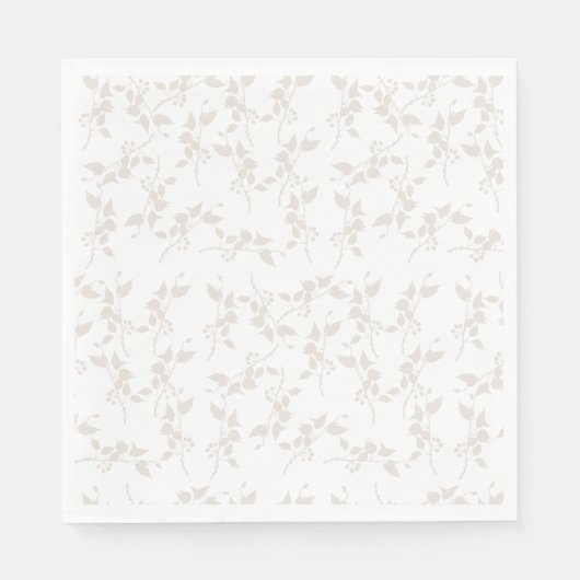 植物性ベージュ装飾葉柄 スタンダードランチョンナプキン (正面)