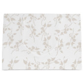 植物性ベージュ装飾葉柄 ラージペーパーバッグ (正面)