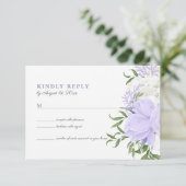 植物性ペリウィンクル水彩結婚式RSVPカード 出欠カード (スタンド正面)