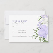 植物性ペリウィンクル水彩結婚式RSVPカード