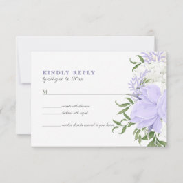 植物性ペリウィンクル水彩結婚式RSVPカード 出欠カード