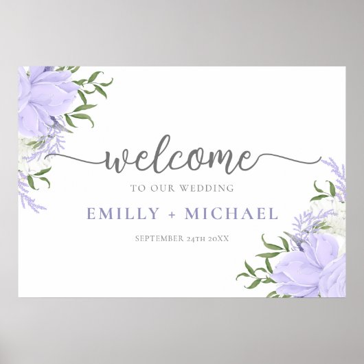 植物性ペリウィンクル結婚の歓迎サイン ポスター (正面)