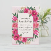 植物性ホットピンクフローラ結婚式招待状 招待状 (スタンド正面)