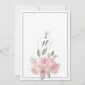 植物性ホワイトピンクグリーンフローラ結婚テーマ 招待状 (裏面)