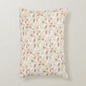 植物性ホワイトベージュリリー花パターン アクセントクッション (正面(垂直))